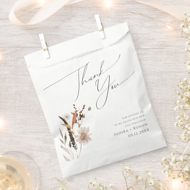 Boho Autumn Wildflower | Thank You Favour Bag (Clipped)