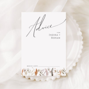 Boho Autumn Wildflower   Wedding Advice Card