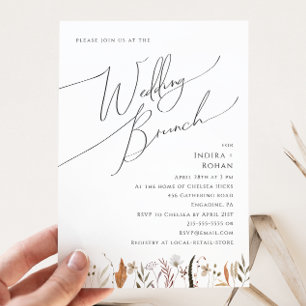 Boho Autumn Wildflower Wedding Brunch Invitation