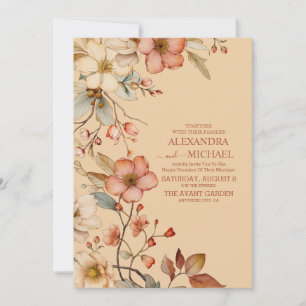 Boho Autumn Wildflower Wedding Invitation