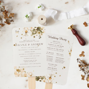 Boho Autumn Wildflower   Wedding Program Hand Fan