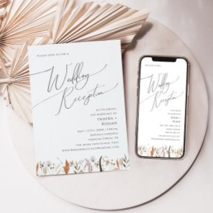 Boho Autumn Wildflower   Wedding Reception Invitation