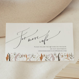 Boho Autumn Wildflower   Wedding Website Enclosure Card