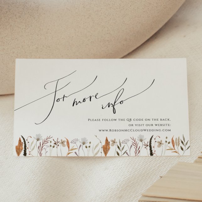 Boho Autumn Wildflower | Wedding Website Enclosure Card (Creator Uploaded)