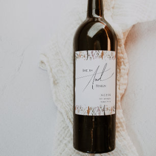 Boho Autumn Wildflower   Wedding Wine Label