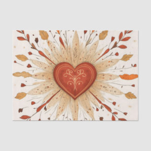 Boho Autumnal Heart Illustration Tissue Paper