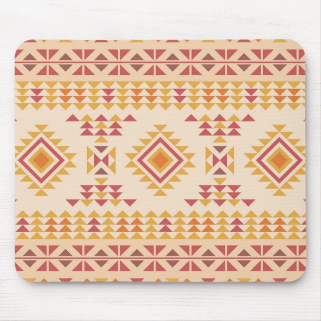 Boho Aztec Tribal Mudcloth in Pink Blush + Orange Mouse Pad (Front)