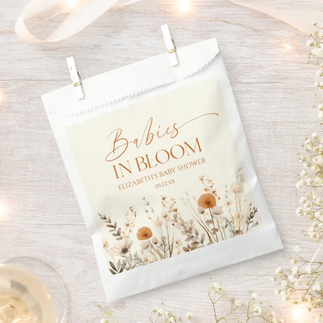 Boho Babies In Bloom Wildflower Twins Baby Shower Favour Bag (Clipped)