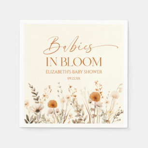 Boho Babies In Bloom Wildflower Twins Baby Shower Napkin