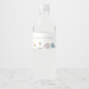 Boho baby animal water bottle label