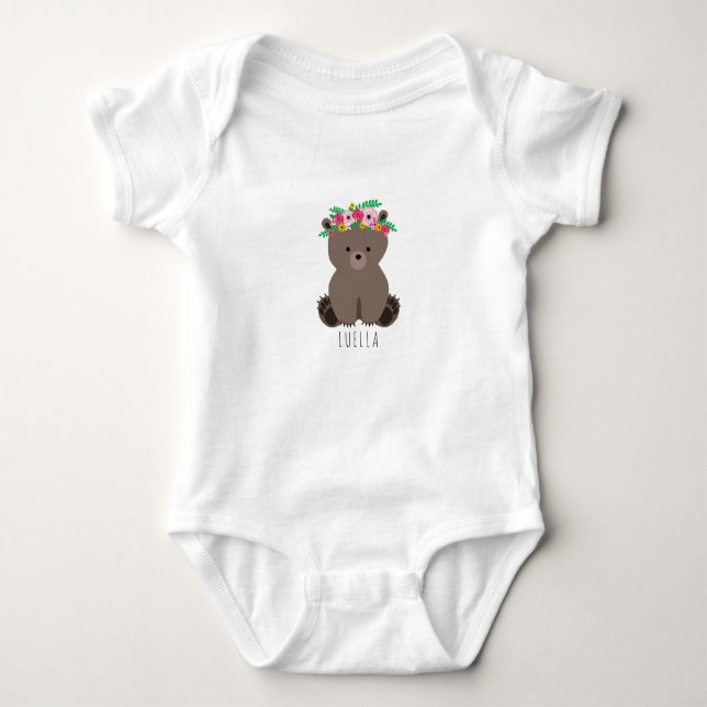 Boho Baby Bear Cub Personalised Bodysuit (Front)