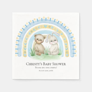BOHO Baby Bear Rainbow Boy Baby Shower Napkins