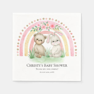 BOHO Baby Bear Rainbow Girl   Baby Shower Napkins