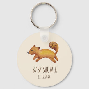 Boho Baby Beige Watercolor Fox keychain