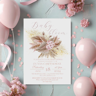 Boho Baby Bloom Pampas Grass Baby Girl Shower Invitation