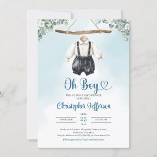 Boho Baby Boy Clothesline Baby Shower Invitation