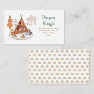 Boho Baby Boy Teepee and Toys Shower Diaper Raffle Enclosure Card
