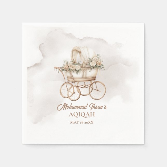 Boho Baby Carriage Aqiqah Unisex Muslim Newborn Napkin (Front)