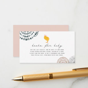 Boho Baby Chick Pink Book Request Baby Shower Enclosure Card