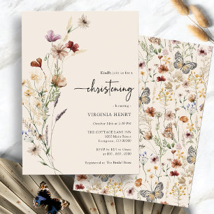 Boho Baby Christening Invitation