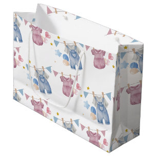 Boho Baby Clotheline Gender Reveal Large Gift Bag