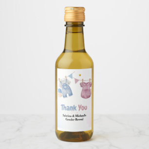 Boho  Baby Clotheline Gender Reveal Thank you Wine Label