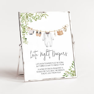 Boho Baby Clothes Baby Shower Late Night Diapers Poster