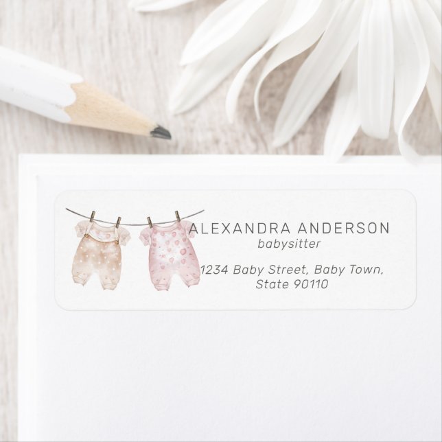 Boho Baby Clothes Babysitter Return Address Label (Insitu)