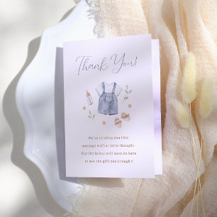 Boho Baby Clothes Boy Gender Reveal Thank You Card