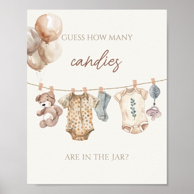Boho Baby Clothes Guess How Many Candies Poster (Front)