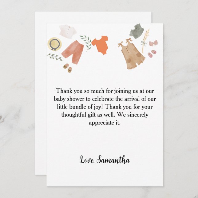 Boho baby clothes thank you baby shower (Front/Back)