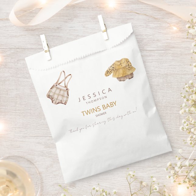 Boho Baby Clothes Twins Baby Shower Favour Bags (Clipped)