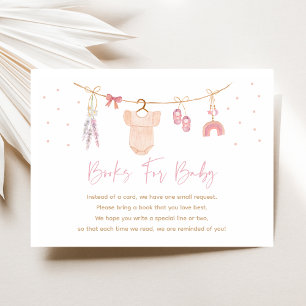Boho Baby Clothesline Baby Shower Book Request Enclosure Card