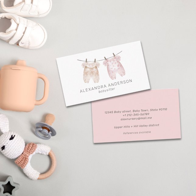 Boho Baby Clothing Watercolor Babysitter Business Card (Boho Baby Clothing Watercolor Babysitter Business Card)