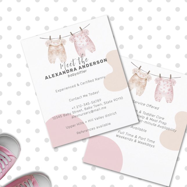 Boho Baby Clothing Watercolor Babysitter Service  Flyer (Boho Baby Clothing Watercolor Babysitter Service Flyer)