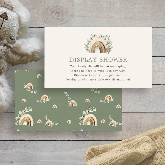 Boho Baby Display Shower Card (Boho Sage Green Rainbow  Baby Display Shower Enclosure Card by Painted Paperie
)