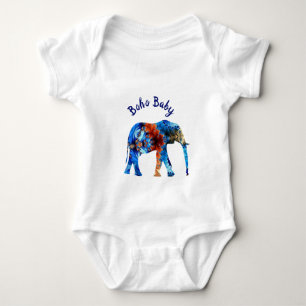 Boho Baby Elephant bright tie dye kids Bodysuit
