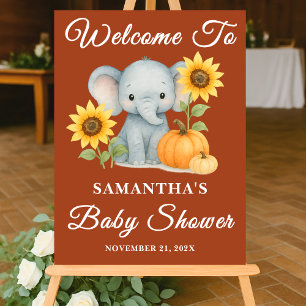 Boho Baby Elephant Fall Baby Shower Welcome Acrylic Sign