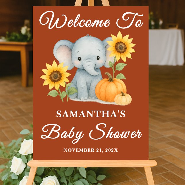  Boho Baby Elephant Fall Baby Shower Welcome Acrylic Sign (Creator Uploaded)