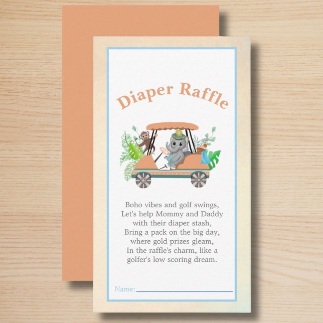 Boho Baby Elephant & Monkey Diaper Shower Enclosure Card (Creator Uploaded)