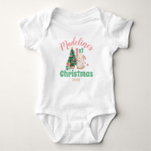 Boho Baby First Christmas with Name Rabbit Tree 