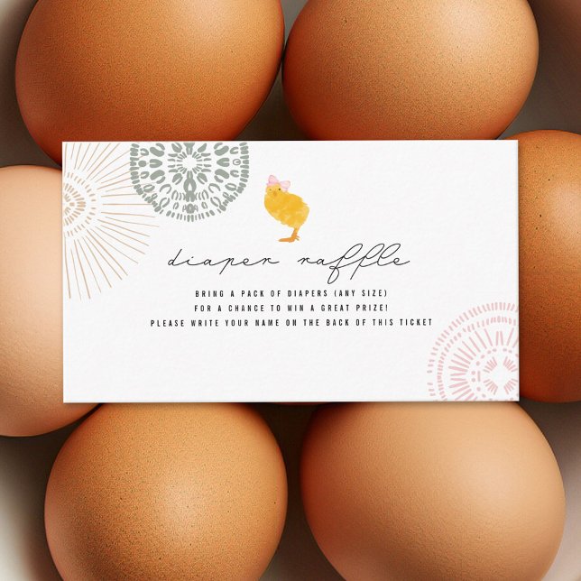 Boho Baby Girl Chick Diaper Raffle Enclosure Card (Creator Uploaded)