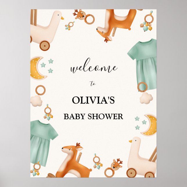 Boho Baby Girl Clothes Baby Shower Welcome Sign (Front)