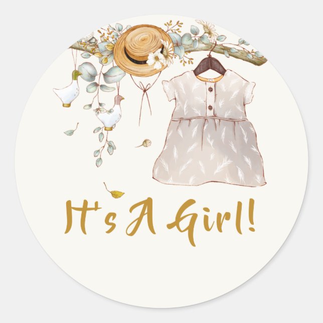  Boho Baby Girl Dress Outfit Classic Round Sticker (Front)