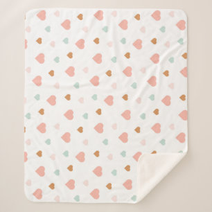 Boho baby girl pastel love hearts sherpa blanket