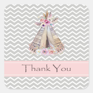 Boho Baby Girl Shower Thank You Stickers