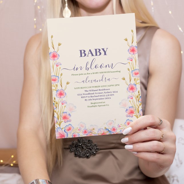 Boho Baby in Bloom Baby Girl Baby Shower Invitation (Creator Uploaded)