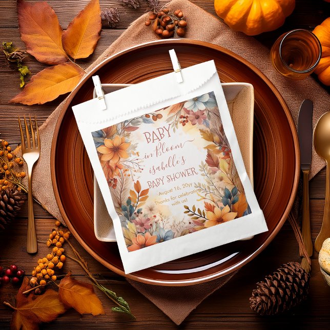 Boho Baby in Bloom Fall Floral Frame Baby Shower Favour Bag (Boho Baby in Bloom Fall | Autumn Floral Frame Baby Shower Favor Bag)