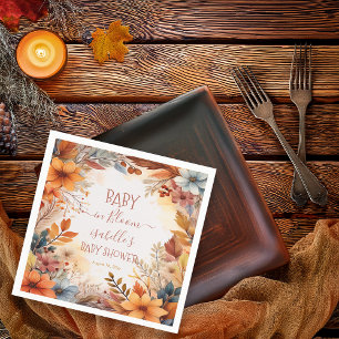 Boho Baby in Bloom Fall Floral Frame Baby Shower Napkin