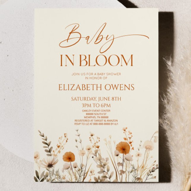 Boho Baby In Bloom Wildflower Baby Shower Invitation (Creator Uploaded)